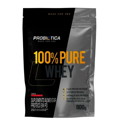 100% Pure Whey Morango Refil 900g