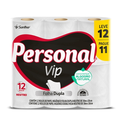 Papel Higiênico Personal Vip Folha Dupla Neutro 30m