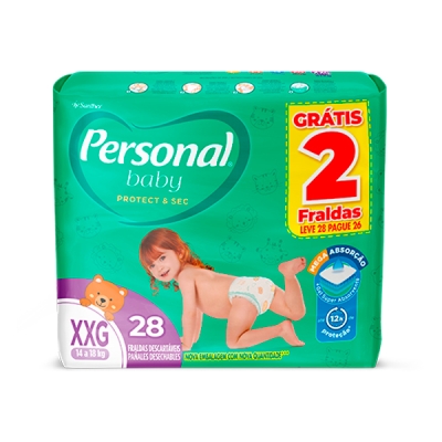 Fralda Personal Baby Protect & Sec Mega XXG - Leve 28 Pague 26