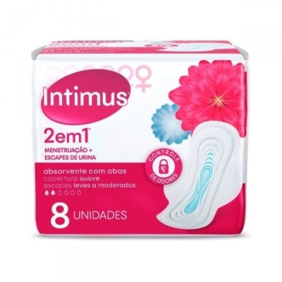 Absorvente Intimus 2 em 1 Suave com Abas com 8 Unidades