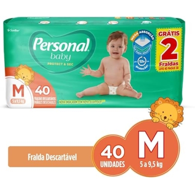 Fralda Personal Baby Protect & Sec Mega M - 40 Unidades