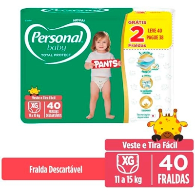 Fralda Personal Baby Total Protect Pants Mega XG - 40 Unidades