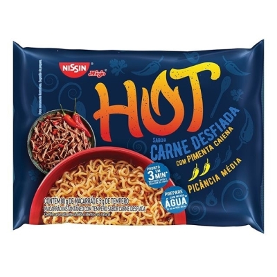Nissin Lamen Hot Carne Desfiada 85g